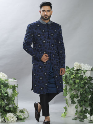 Drape silk kurta jacket set