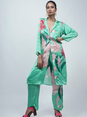 Brahmacharini Mint Green  Shacket Coord