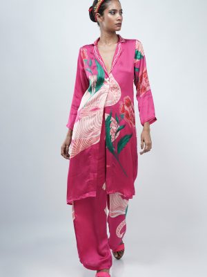 Brahmacharini Tulip Pink shacket coord