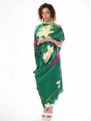 Green Bud Drape Dress