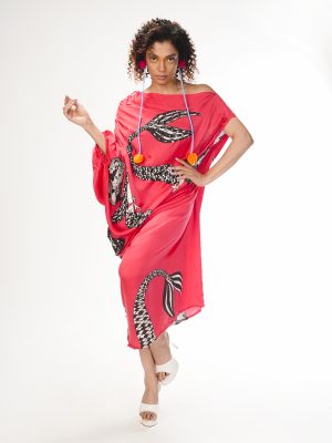 Red Solo Mermaid Drape Dress