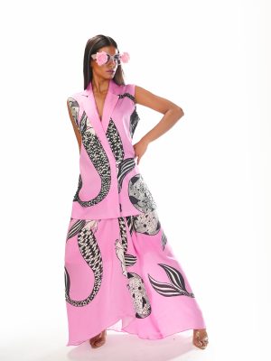 Pink mermaid jacket skirt set